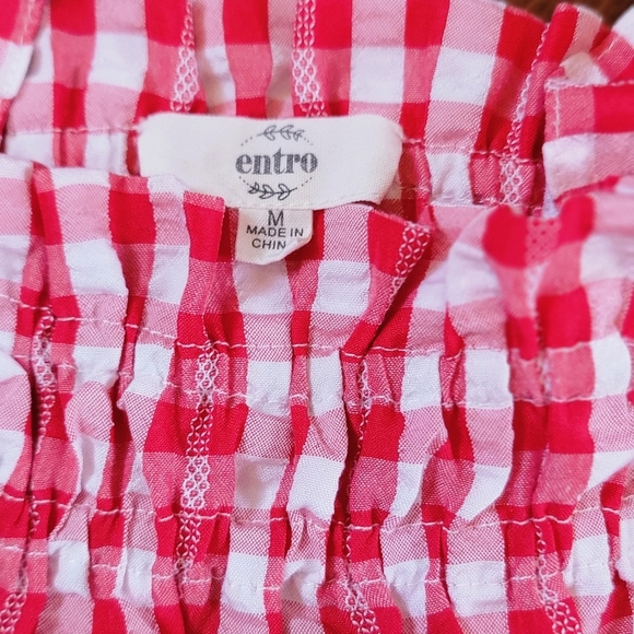Red Gingham Babydoll Top BNWOT - Picture 3 of 5